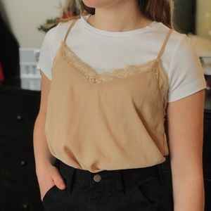 Tan/Beige Lace Tank Top